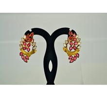 RED WHITE OPEN SETTING EARRINGS