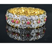 Silver Mughal CZ-RUBY Bangle 